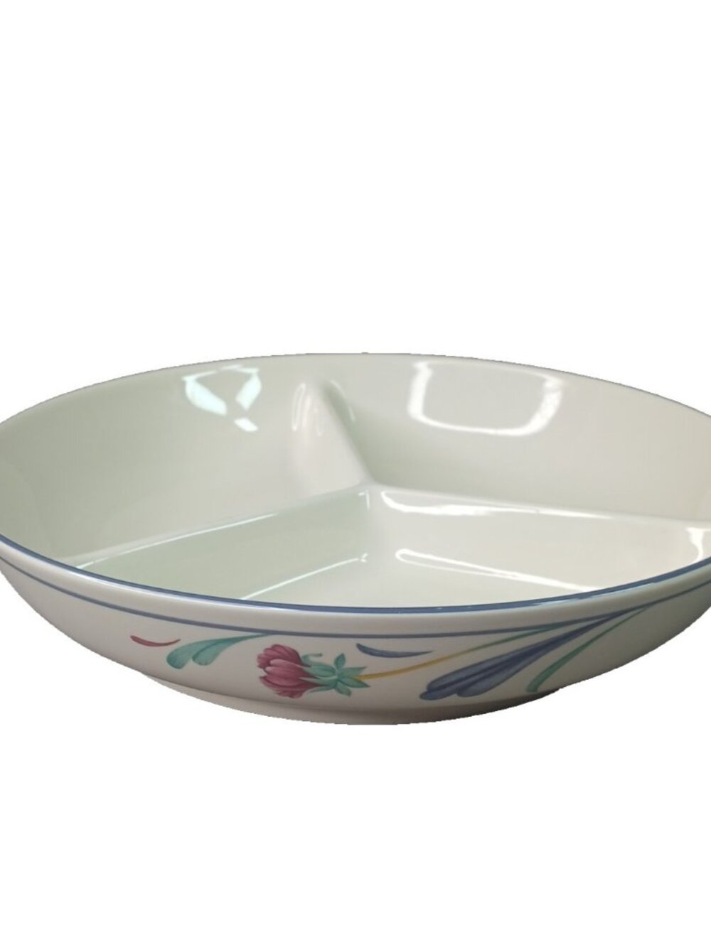Lenox Poppies on Blue 3 Part Divided Serving Bowl Round 10 3/8" Preowned